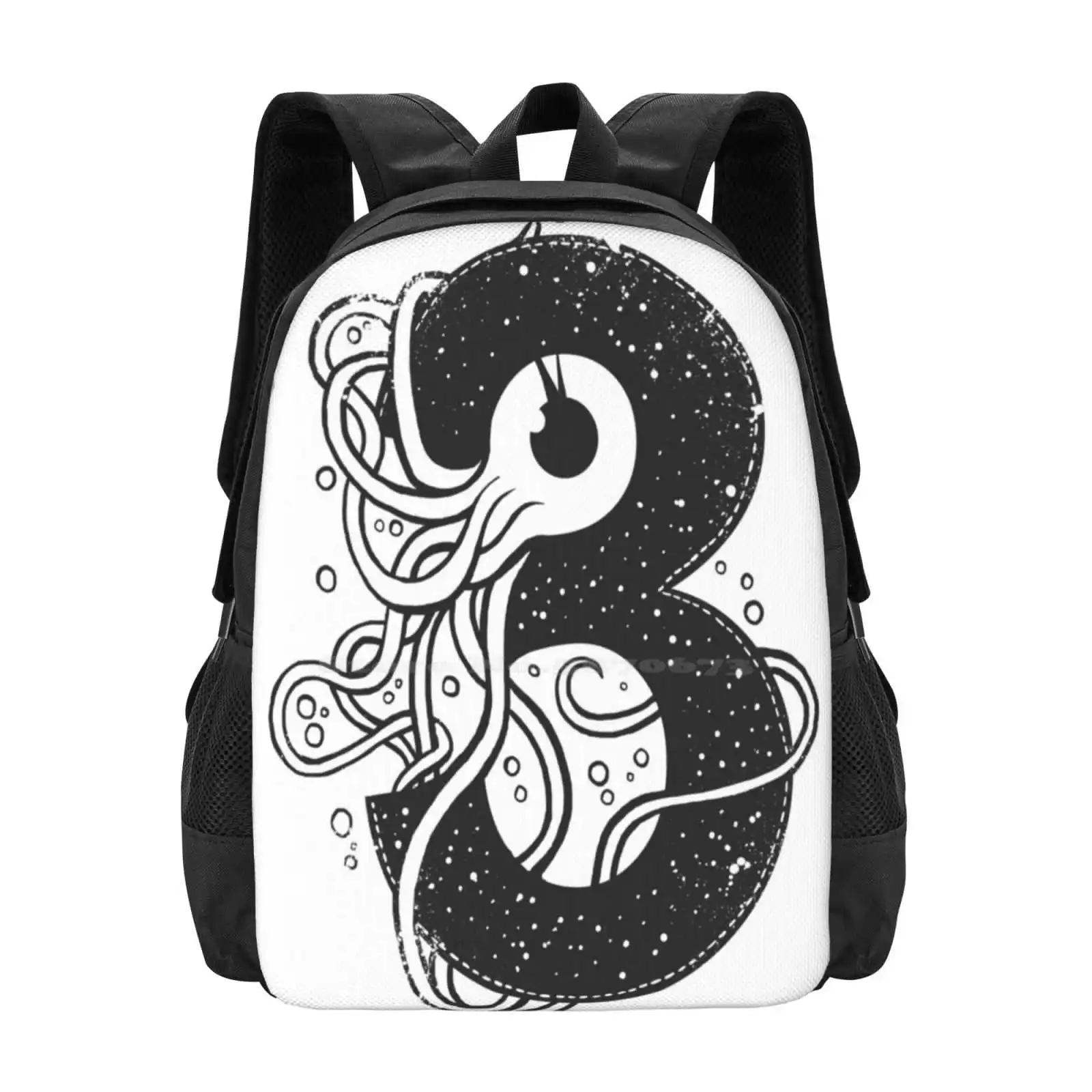 3Eyes Hot Sale Schoolbag Backpack Fashion Bags Abstract Animals Eyes Number Squid Animal Theme Design Art Illustration Art