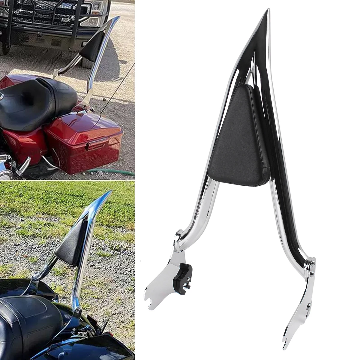Motorcycle Chrome 22'' Backrest Rear Passenger Sissy Bar For Harley Touring Road King Street Electra Glide Road Glide 1997-2008
