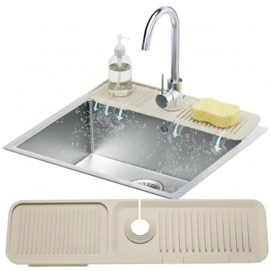 

24" Silicone Faucet Mat For Kitchen Sink, Kitchen Sink Splash Guard Behind Faucet, Kitchen Faucet Mat For Kitchen Sink, Kitchen