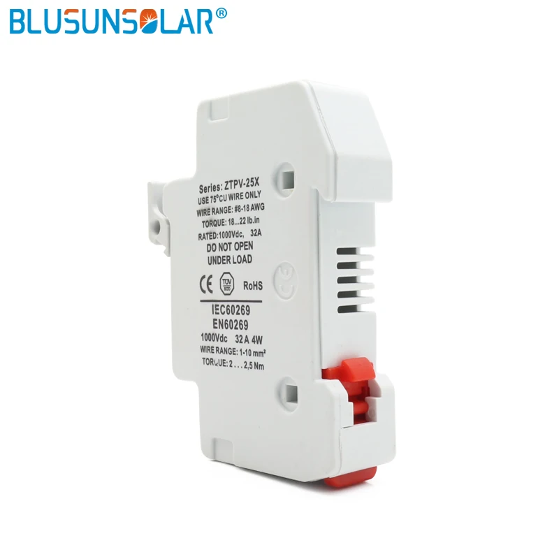 1P Parallel DC Fuse Holder 10*38mm High Voltage Solar PV 1000V Solar Fuse with LED Fuse Holder for Solar PV System Protection