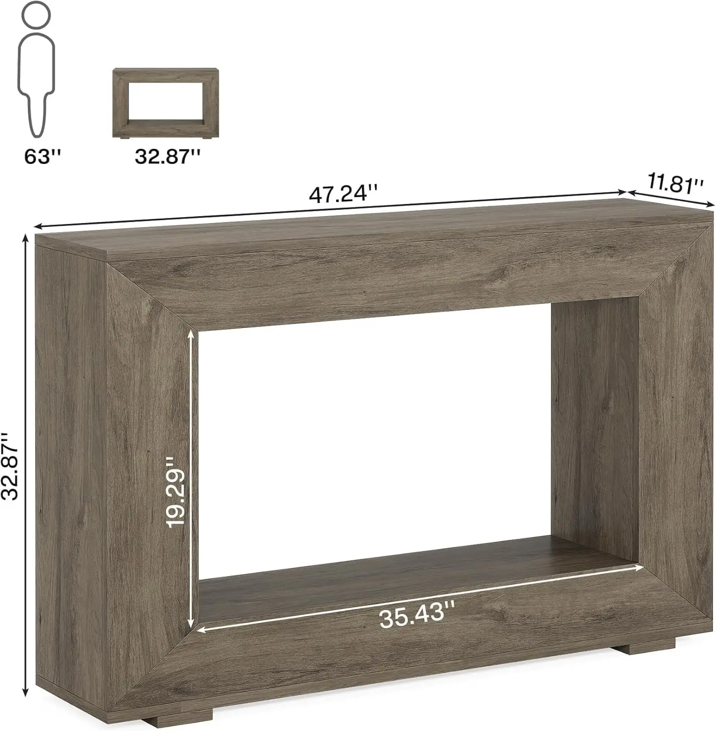 Farmhouse Console Table, 47 Hes Entryway Console Table With Storage, Industrial Hallway Accent Table For Living Room,