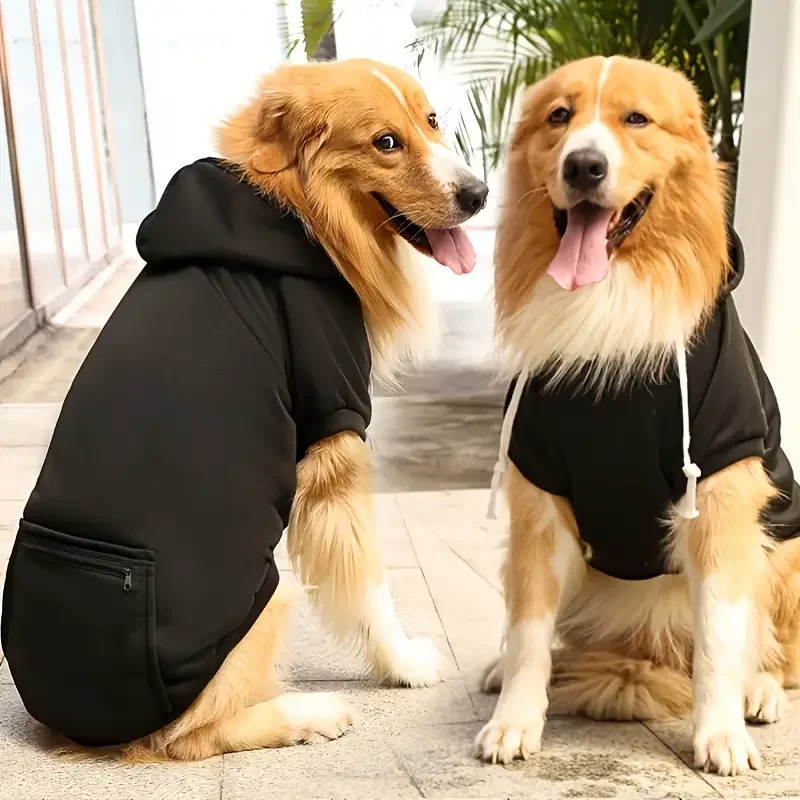 1pc Dog Hoodie With Zipper Pocket, Pet Fleece Sweatshirt For Medium Dogs Autumn And Winter Clothes