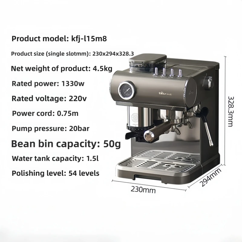 ماكينة صنع القهوة الإيطالية شبه الأوتوماتيكية بير 220 فولت، ماكينة طحن حبوب البن المطحونة الطازجة