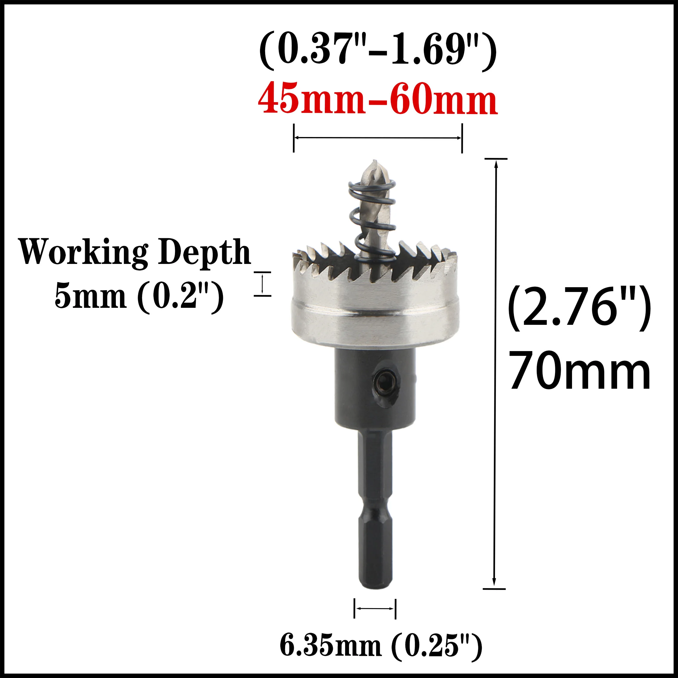 レイゼン HSS-4341 六角軸高速鋼ドリルビット 12-60mm ホールソーセット 薄い金属、ステンレス鋼、プラスチック、PVCに対応