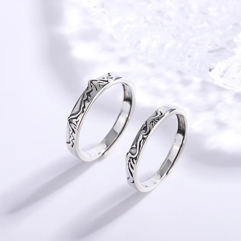 S925 Sterling Silver Shanmenghai Sworn Couple Ring Men's and Women's One Pair Vintage Simple Ring Index Finger Ring Hand Jewelry