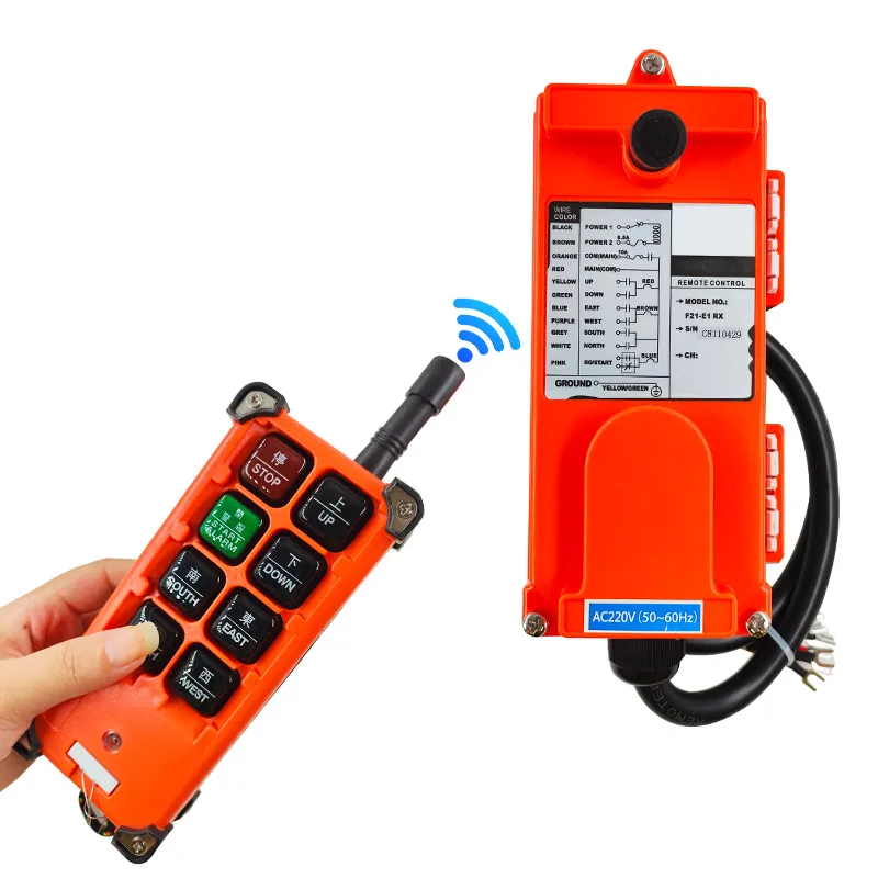 F21-E1B  lifting Motor, Crane Remote Control and Receiver Wireless Industrial Remote Control Button Suitable  for 12V~380V