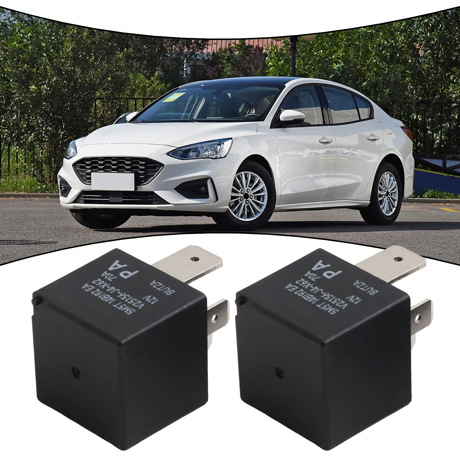 Car Relay Set of Two V23136J4X62 for Ford Vehicles Including For Mondeo Focus High Current Capacity DC12V 70A Solution