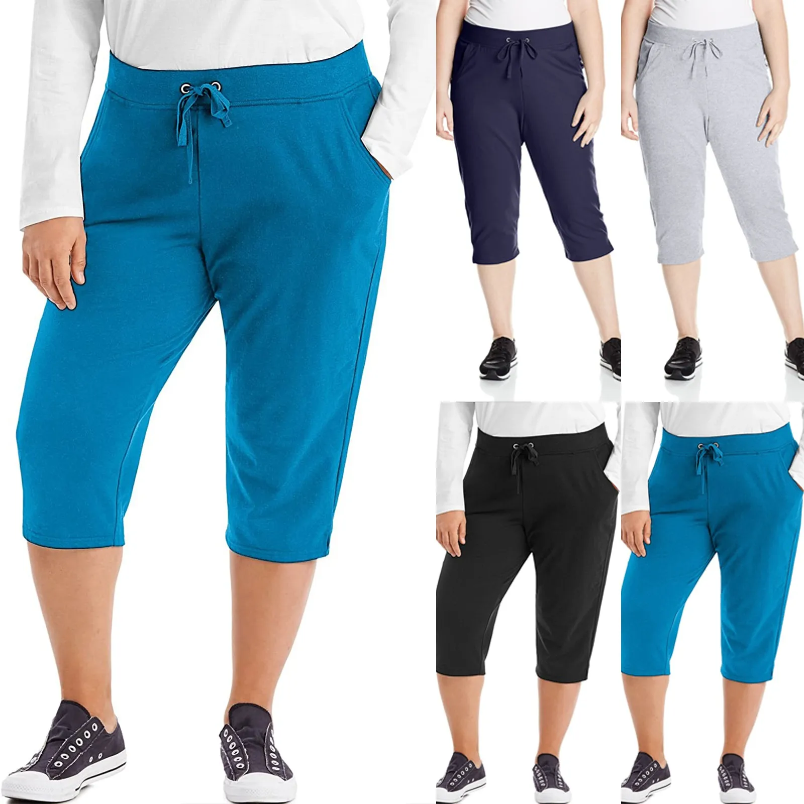 Spodnie damskie Plus Size Stretch przycięte spodnie do jogi spodnie dresowe