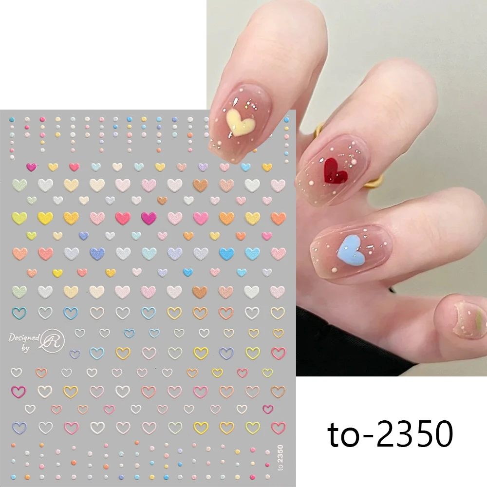 1pc 5D Relief Bunte Sterne Nail art Aufkleber Schöne Candy Farben Liebe Herz & Sterne Nagel Aufkleber Selbstklebende Nagel DIY Dekorationen – Detail 5