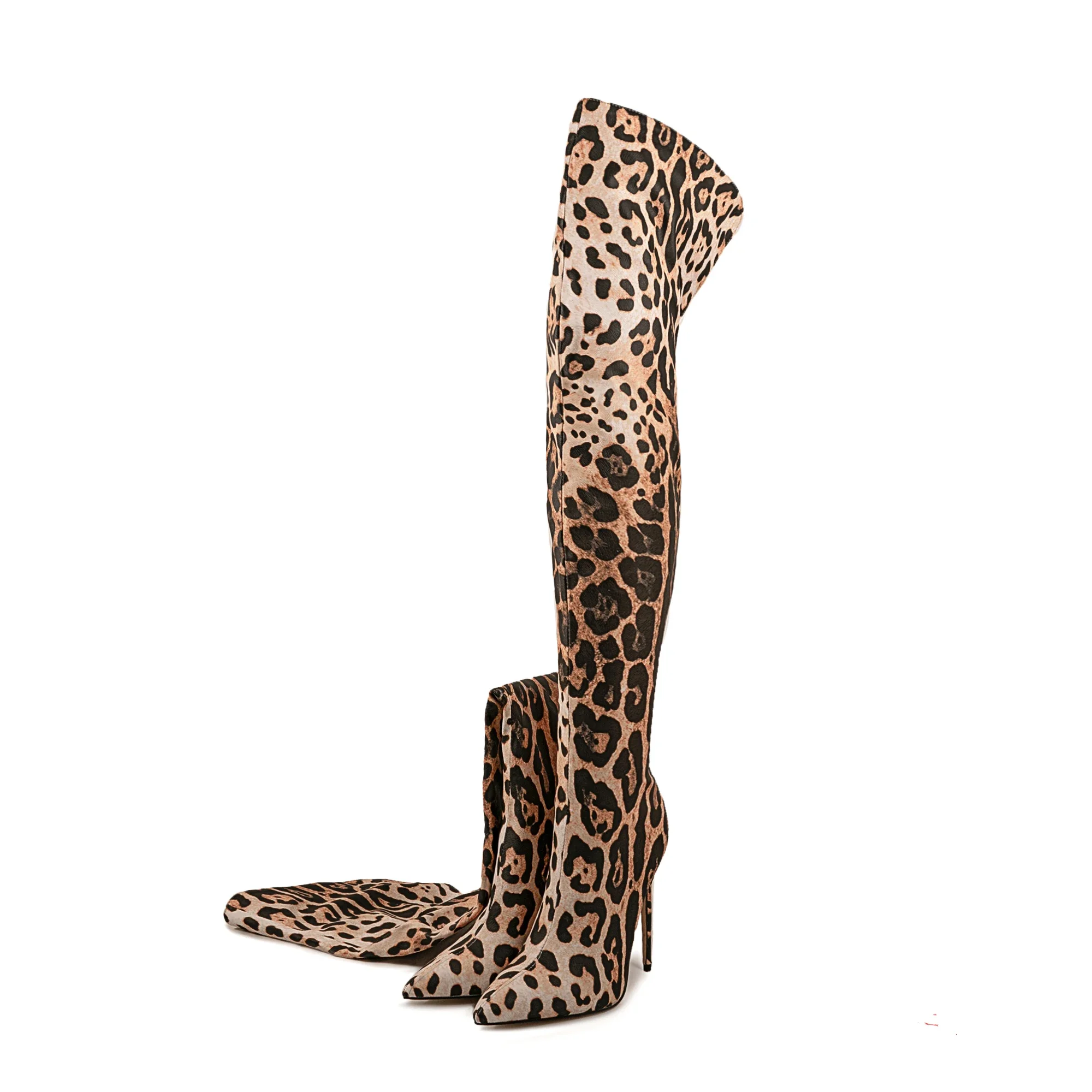 Women Boots European And American Style High With Gradual Change Of Color Leopard Print Rear Zipper Slim Leg Over Knee Boots