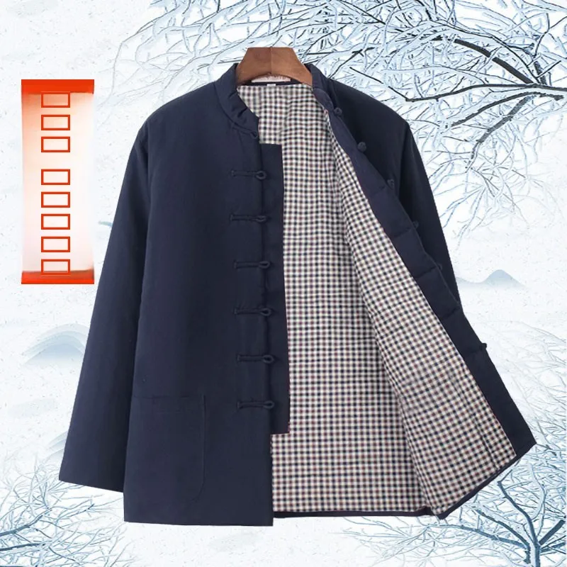 

Китайская мужская хлопковая куртка, зимнее хлопковое пальто с клапаном из грубой ткани, модель M, хлопковое пальто на пуговицах, верхняя одежда