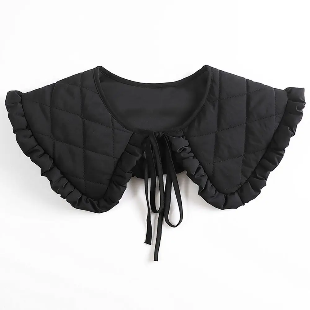 Fashion Padded Quilted False Collar Plaid Texture Thick Necklace Scarf Capelet Neck Cover Women