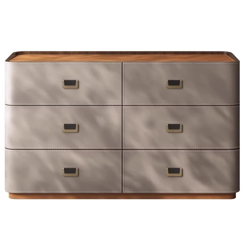 

Solid wood dresser saddle leather light luxury premium cosmetic table and chairs bedside storage bedroom cabinet