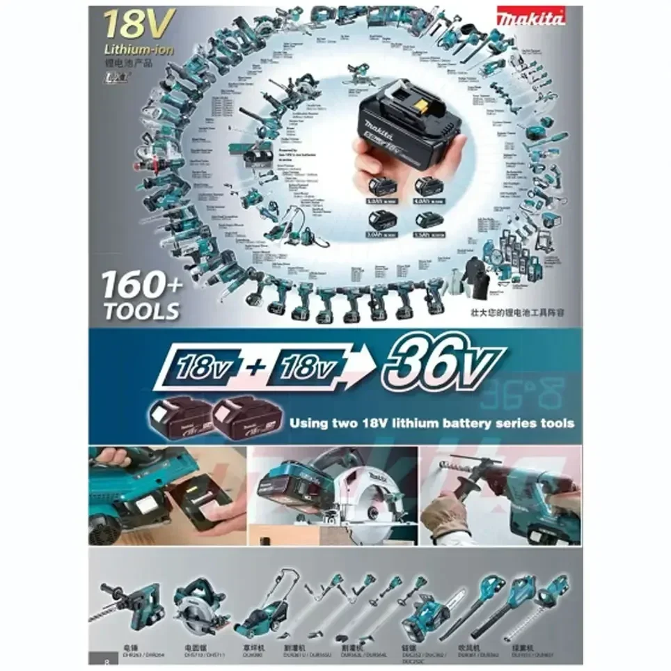 Makita18V 6.0AHoriginal  with LED lithium-ion replacement LXT BL1860B BL1860 BL1850 rechargeable power tool battery