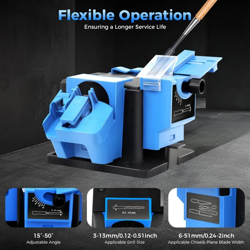 

【Popular】Universal Sharpening Station,Electric Drill Sharpener, Multifunctional Sharpener Professional Knife & Chisel & HSS Dril