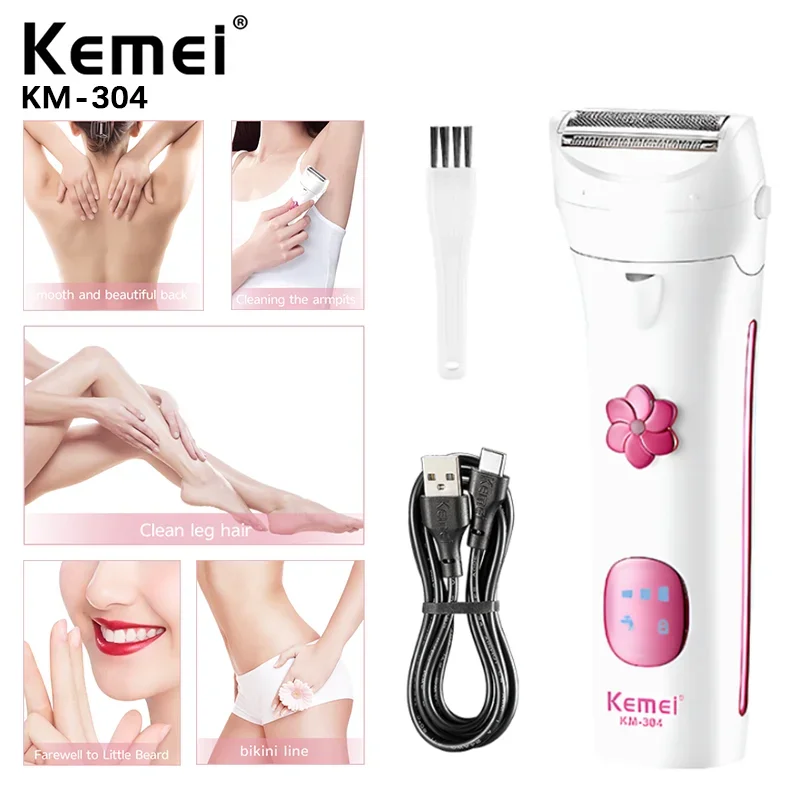 kemei Waterproof Electric Lady Shaver km-304 Wholesale Price Women Trimmer Leg Hair Shaver Epilator Machine