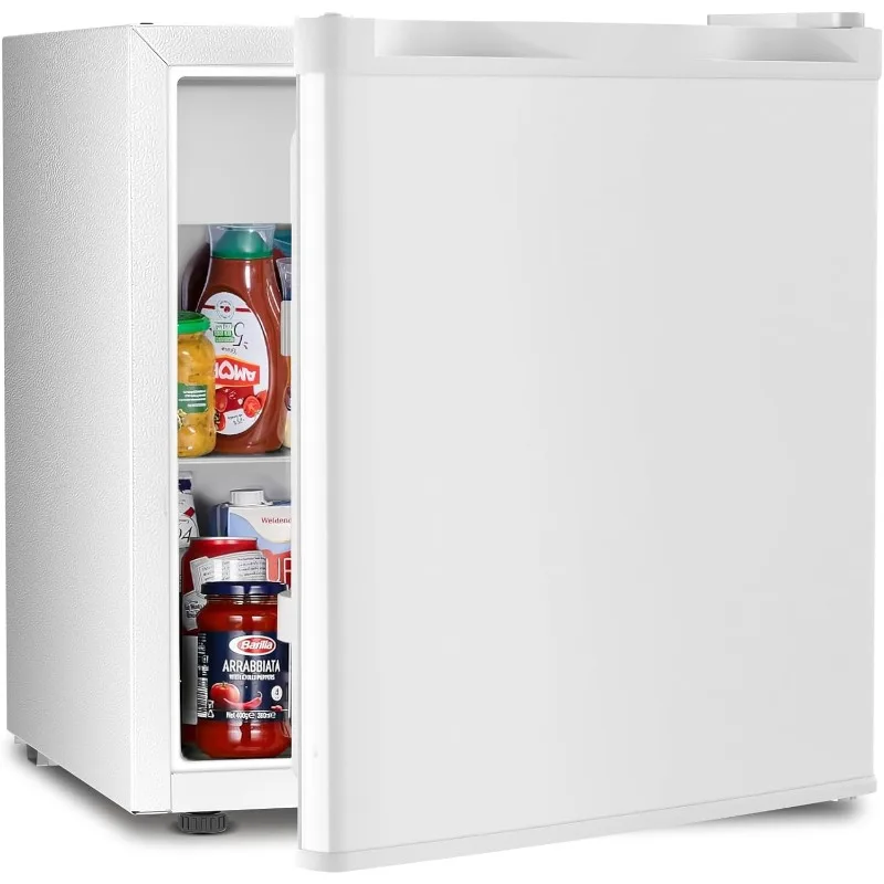 Antarctic Star Mini Fridge Compact Refrigerator with Freezer,Single Reversible Door,Wire Shelf,Defrost Button, 1.7 Cu. Ft, White