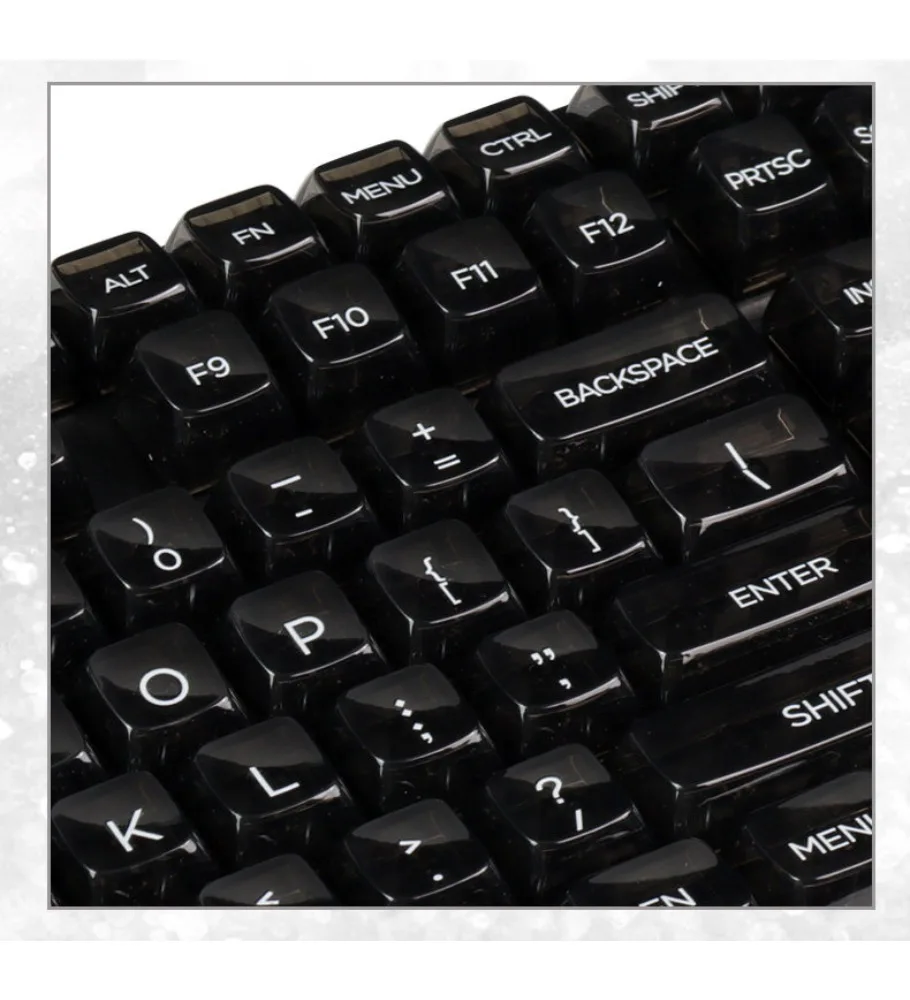complete set of PC materials with MDA is highly suitable for various configurations: 64/87/96/104 black theme keycaps 132 keys