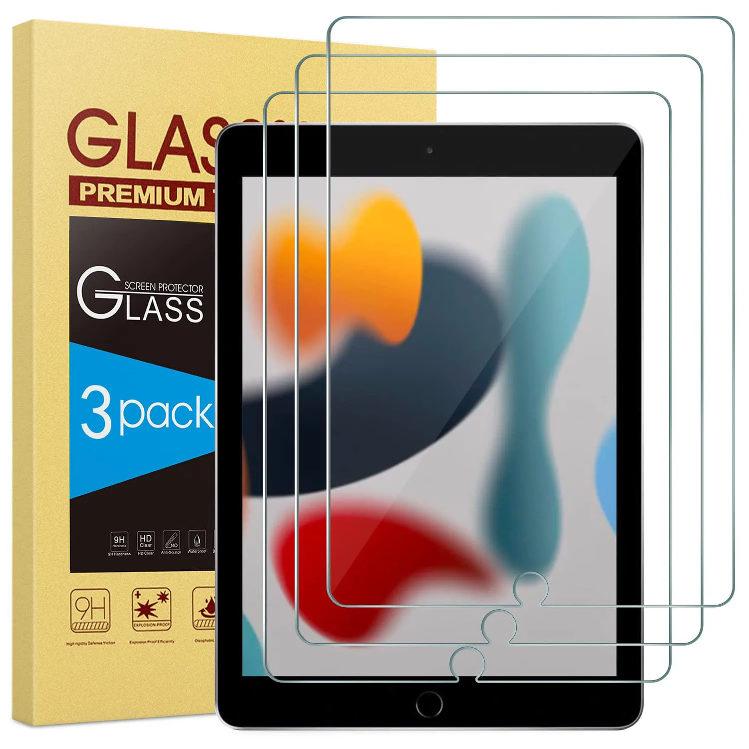 

( 3 Packs ) Tempered Glass For Apple iPad 10.2 2019 2020 2021 7th 8th 9th Generation Anti-Scratch Tablet Screen Protector Film