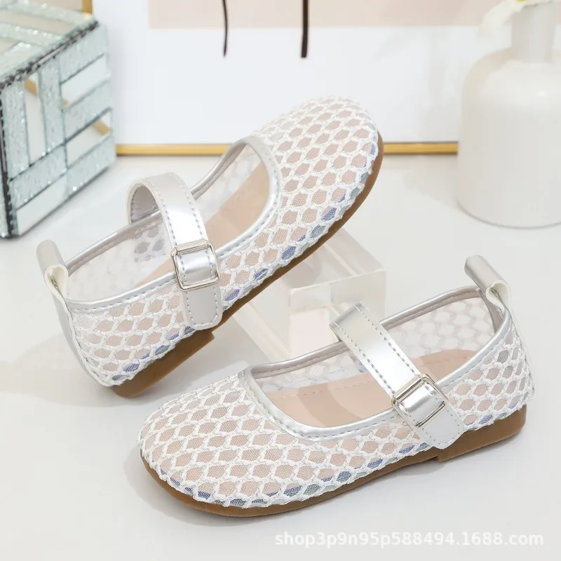 Summer Girls Mesh Hollow-out Princess Sandals Kids Breathable Soft Sole Non-slip Beach Shoes Children Roman Sandals Casual Shoes