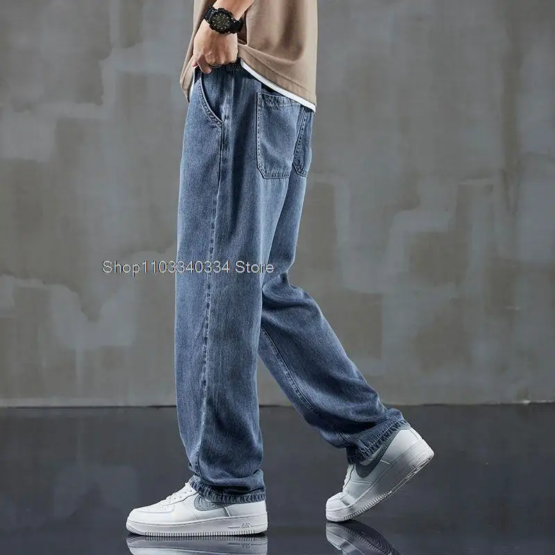 Spring Thin Men's Jeans Fashion Brand  Pants  Baggy Straight Leg Wide High-quality Casual Pants