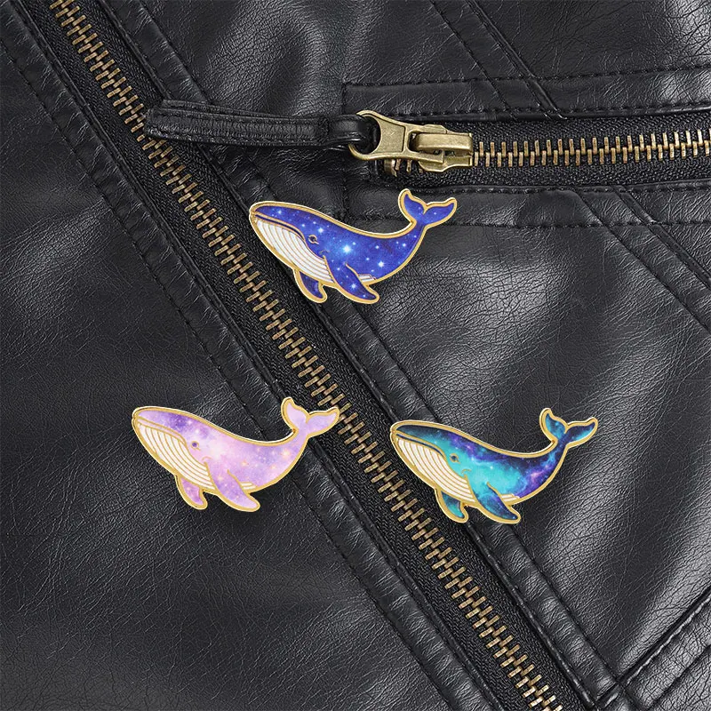 Pink Purple Galaxy Whale Enamel Pin Dreamy Starry Cosmic Ocean Theme for Ocean Lovers Vintage Outfit and Gift Collection