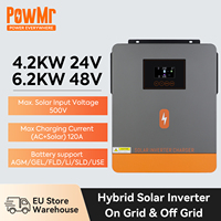 PowMr 48V 6.2KW 24V 4.2KW Hybrid Solar Inverter Grid Tie MPPT 120A On Grid Off Grid Inverter