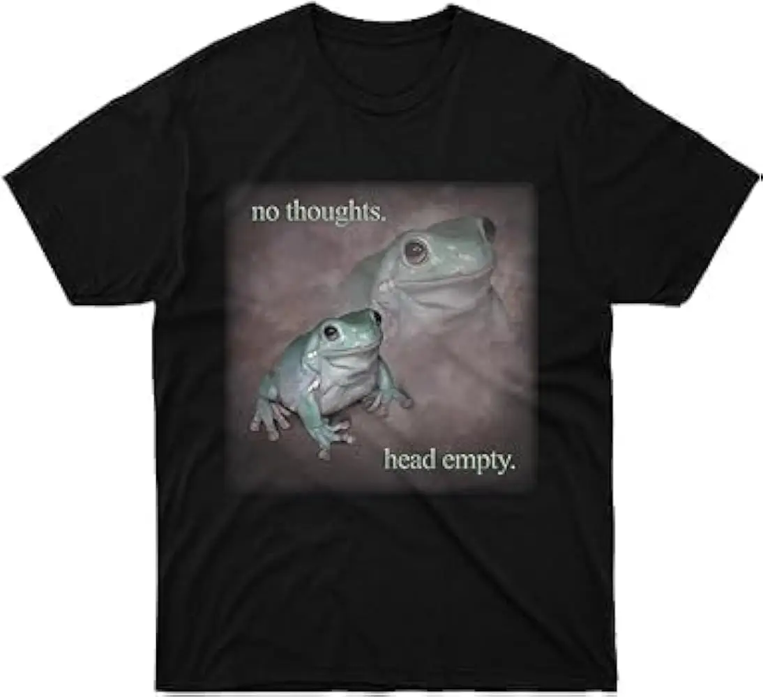 Generic T-Shirt No Sleeve Thoughts Boy Head Unisex Empty Friend Frog Gift for Men Retro Women Word Girl Art Family