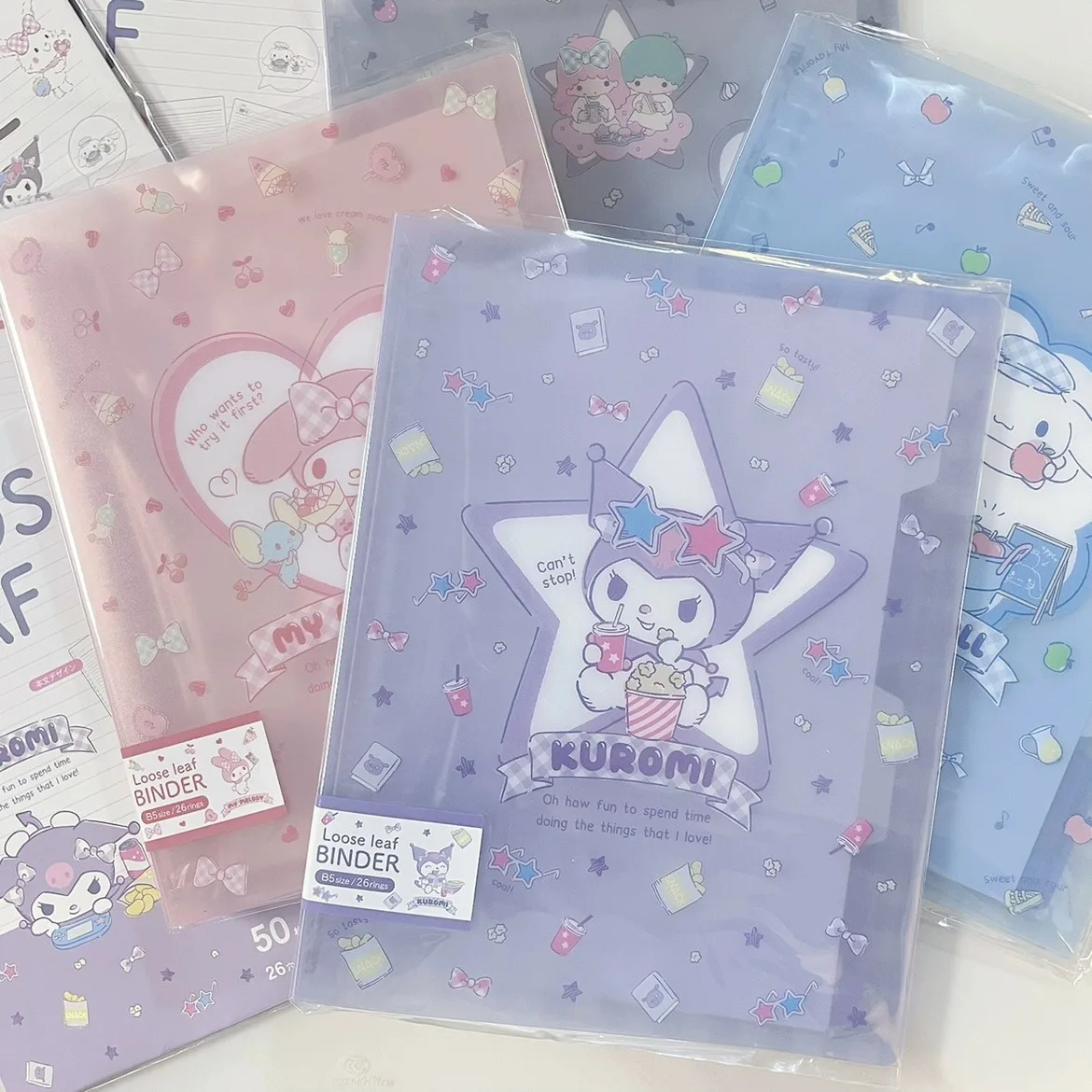 Miniso Sanrio Kuromi My Melody Cinnamoroll New B5 Large-capacity Creative Loose-leaf Notebook Student Notebook