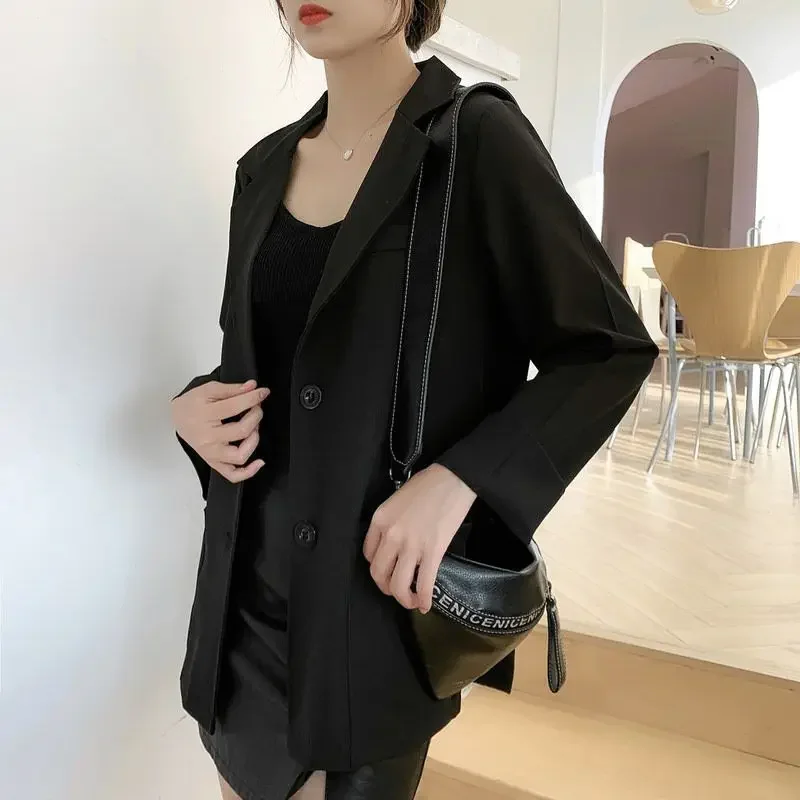 Office Lady Blazers Women Clothing Baggy Vintage Summer Outwear All-match Minimalist Formal Classic Daily Popular Harajuku 2023