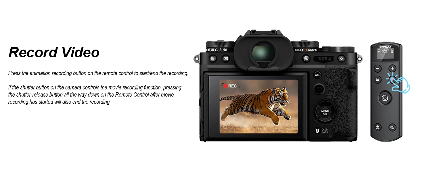 AODELAN Drahtlose Bluetooth-Fernbedienung für Fujifilm Fuji X-M5 XT50 X100VI X-S20 X-T5 X-T4 X-T3 X-T30II X-T30 X-S10 X-H2S X-H2 – Detail 4