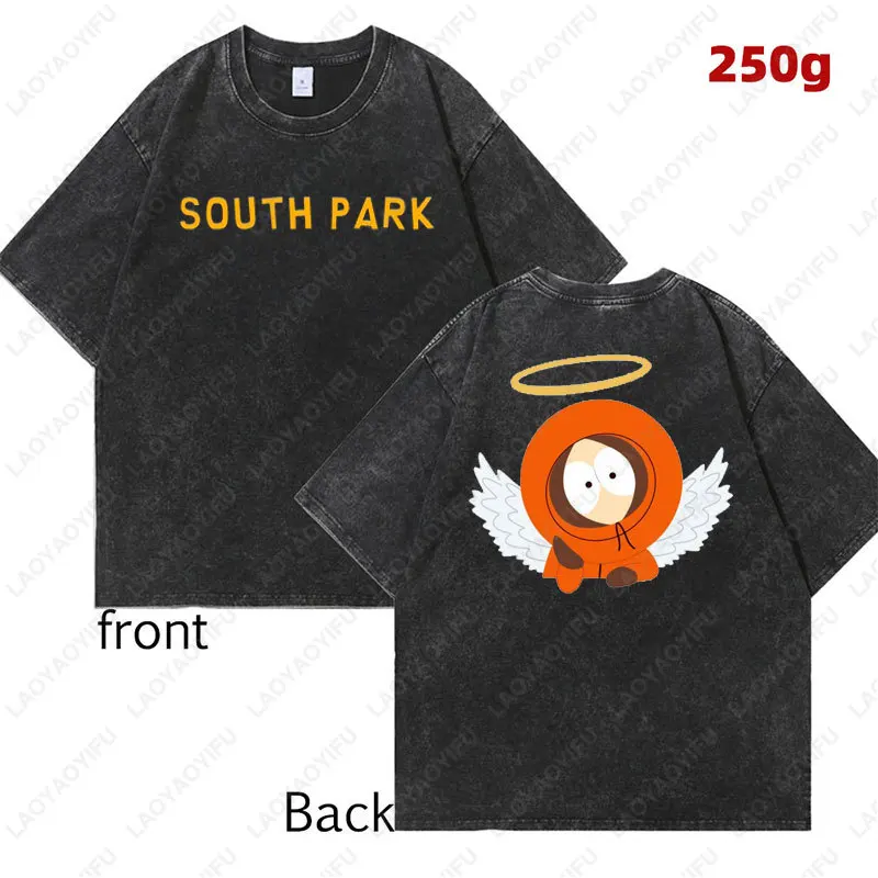 

Cartoon S-South Park Anime Men Summer Vintage Washed Cotton T Shirt Funny Printed Fan Comic T-shirt Women Cute Comics Clothes
