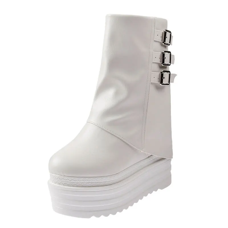 2025 الخريف الشتاء أحذية بوت قصيرة للسيدات 13 سنتيمتر الارتفاع زيادة كعب أحذية الشارع سلسلة أحذية نسائية عصرية أحذية قابلة للطي