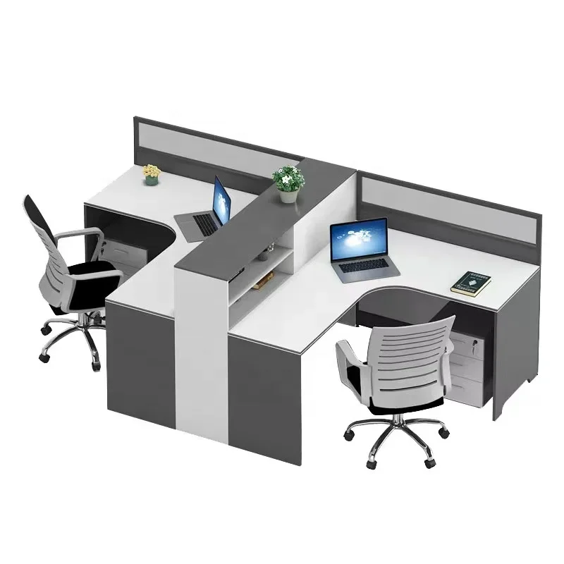 Wholesale hot selling screen office desk and chair combination of four people six booth staff desk furniture office station