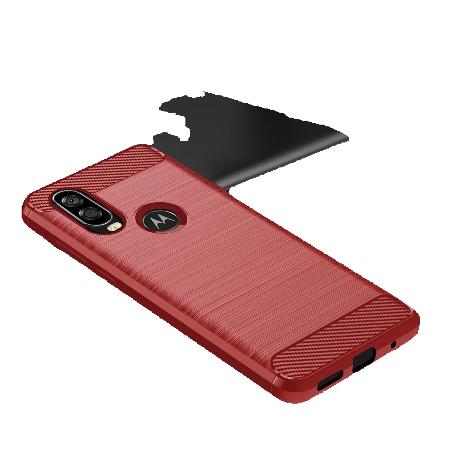 Brushed Case For Motorola One Vision Plus Moto Fusion Carbon Fiber Cover For Moto One Action Fusion+ Shockproof Cases Fundas