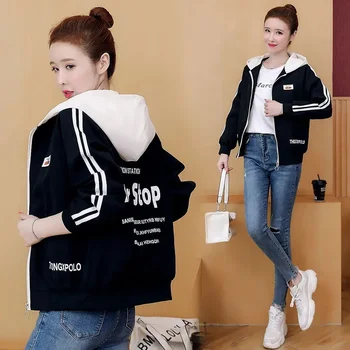 เสื้อผู้หญิง 2025 ฤดูใบไม้ผลิฤดูใบไม้ร่วงใหม่เสื้อ Windbreaker หลวม Casual Outwear แฟชั่น Western สไตล์ Hooded สั้น Overcoat หญิง Top