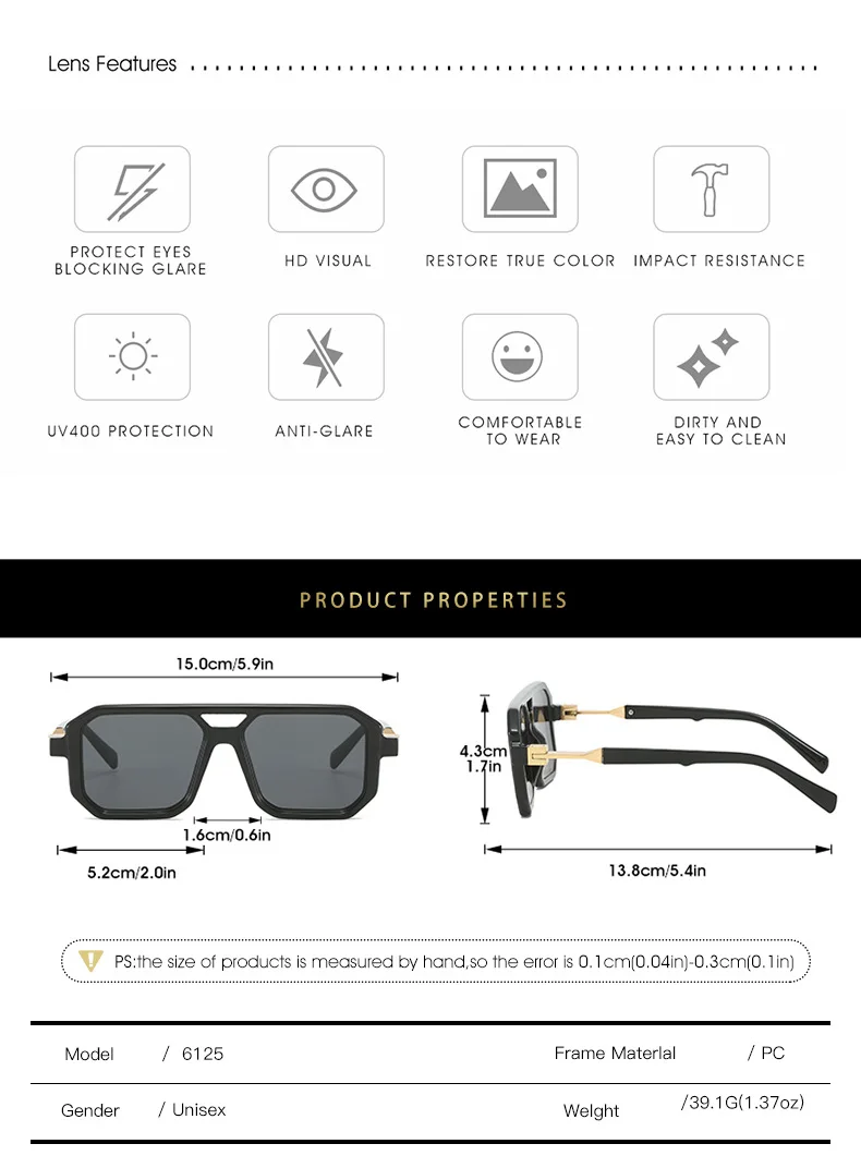 Punk Sonnenbrille Männer Marke Designer Quadrat Sonnenbrille UV400 Mode Cool Shades Frauen – Detail 3