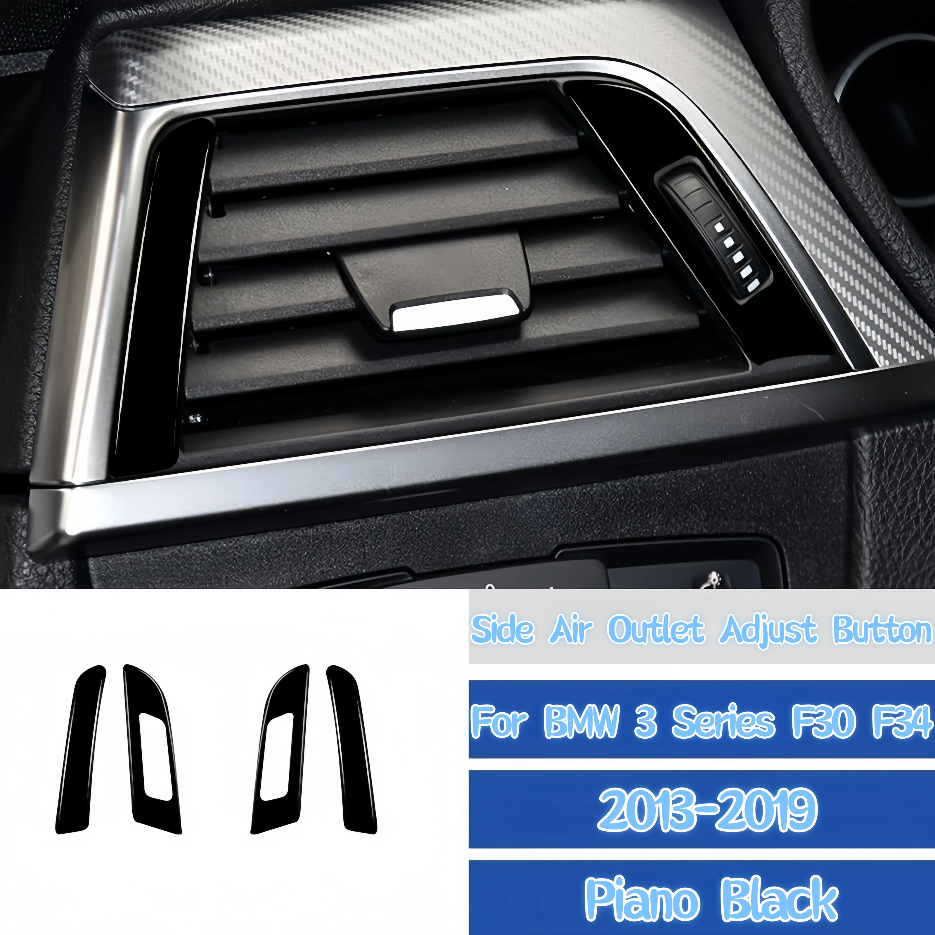 

For BMW 3 Series F30 F34 2013-2018 Accessories Piano Black Auto Dashboard Side Air Outlet Adjustment Button Trim Cover Stickers