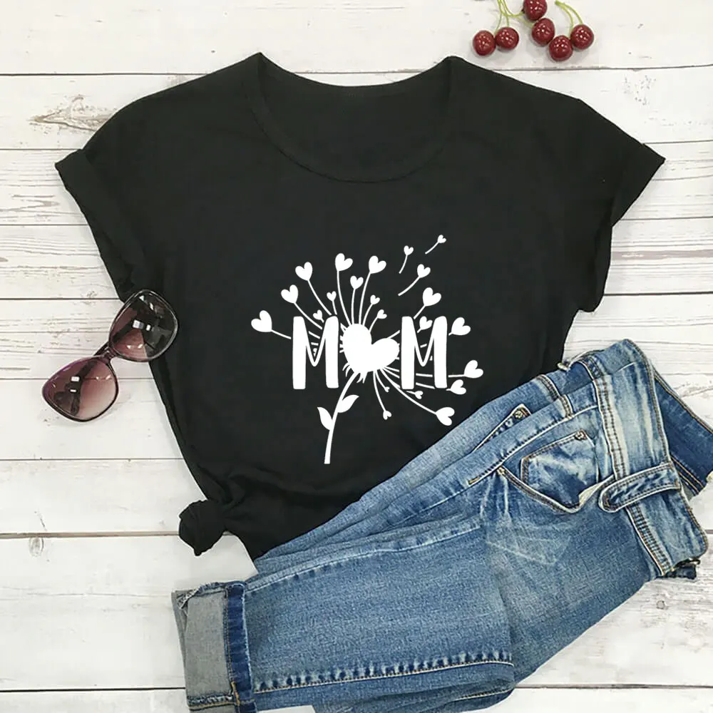 

Mom Love Tree Print Women 100%Cotton Tshirt Women Funny Summer Casual Short Sleeve Top Tee Mother's Day Shirt Birthday Gift