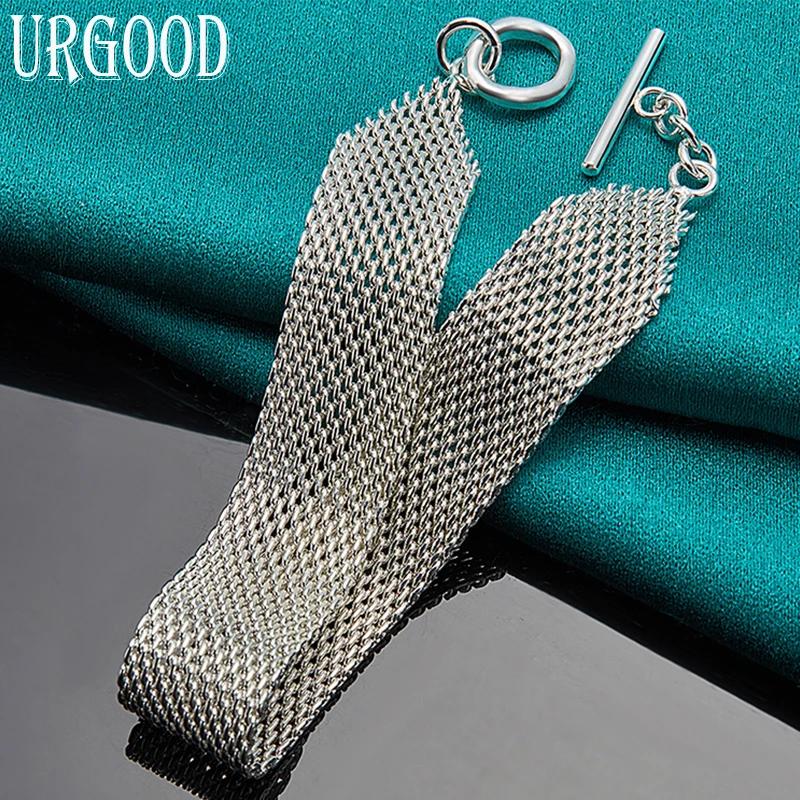 

925 Sterling Silver Watchband Network Mesh Chain Bracelet For Women Men Party Engagement Wedding Fashion Jewelry