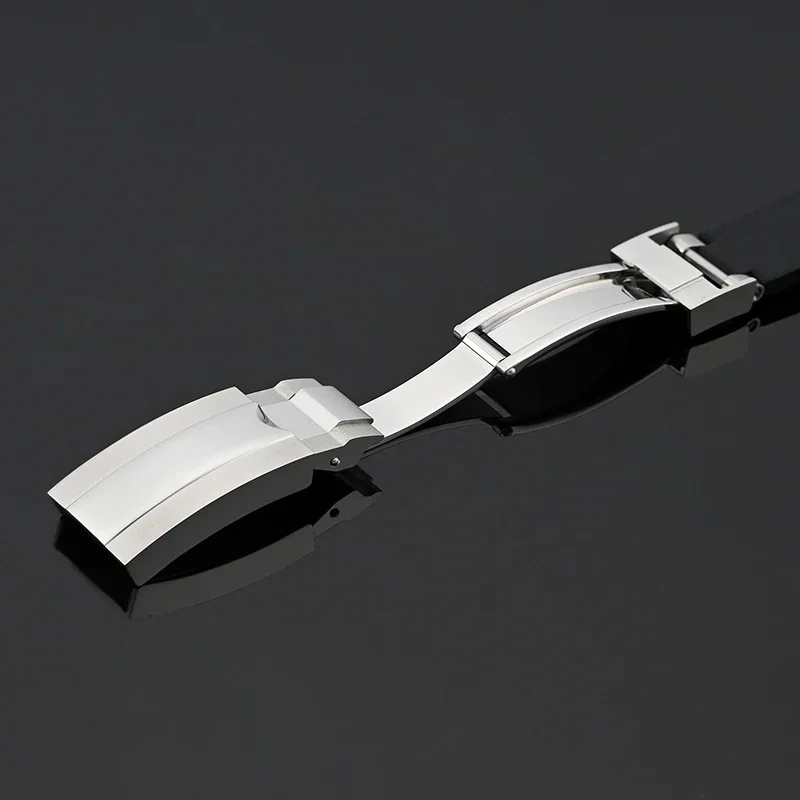 Curved End Strap for Rolex Black Green Water Ghost 20mm for Daytona GMT Men Waterproof Watch Band Rubber Silicone for MoonSwatch - view 6