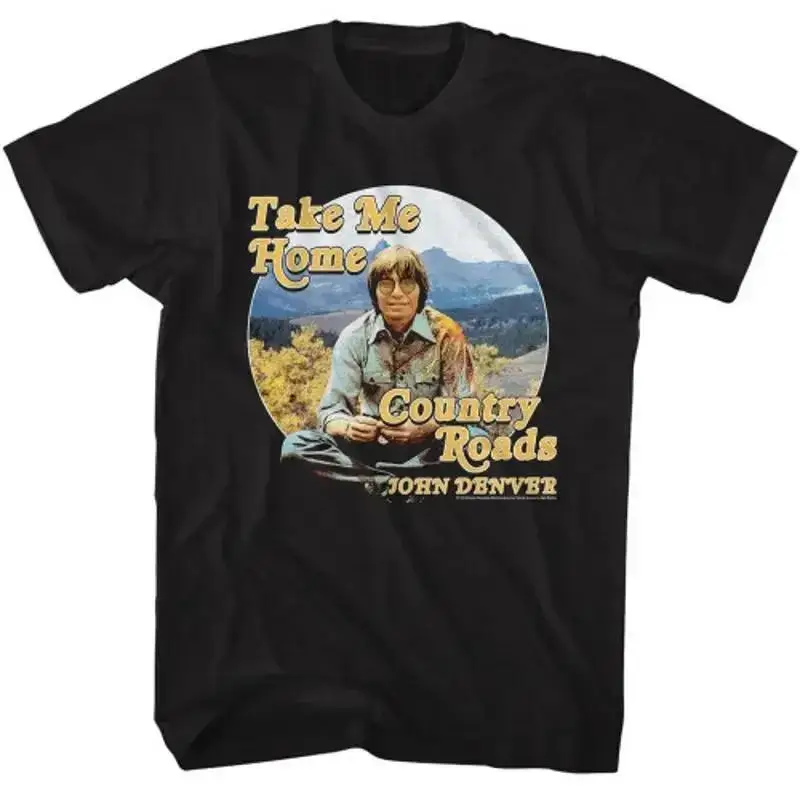 John Denver Circle Mountain Range Black T Shirt