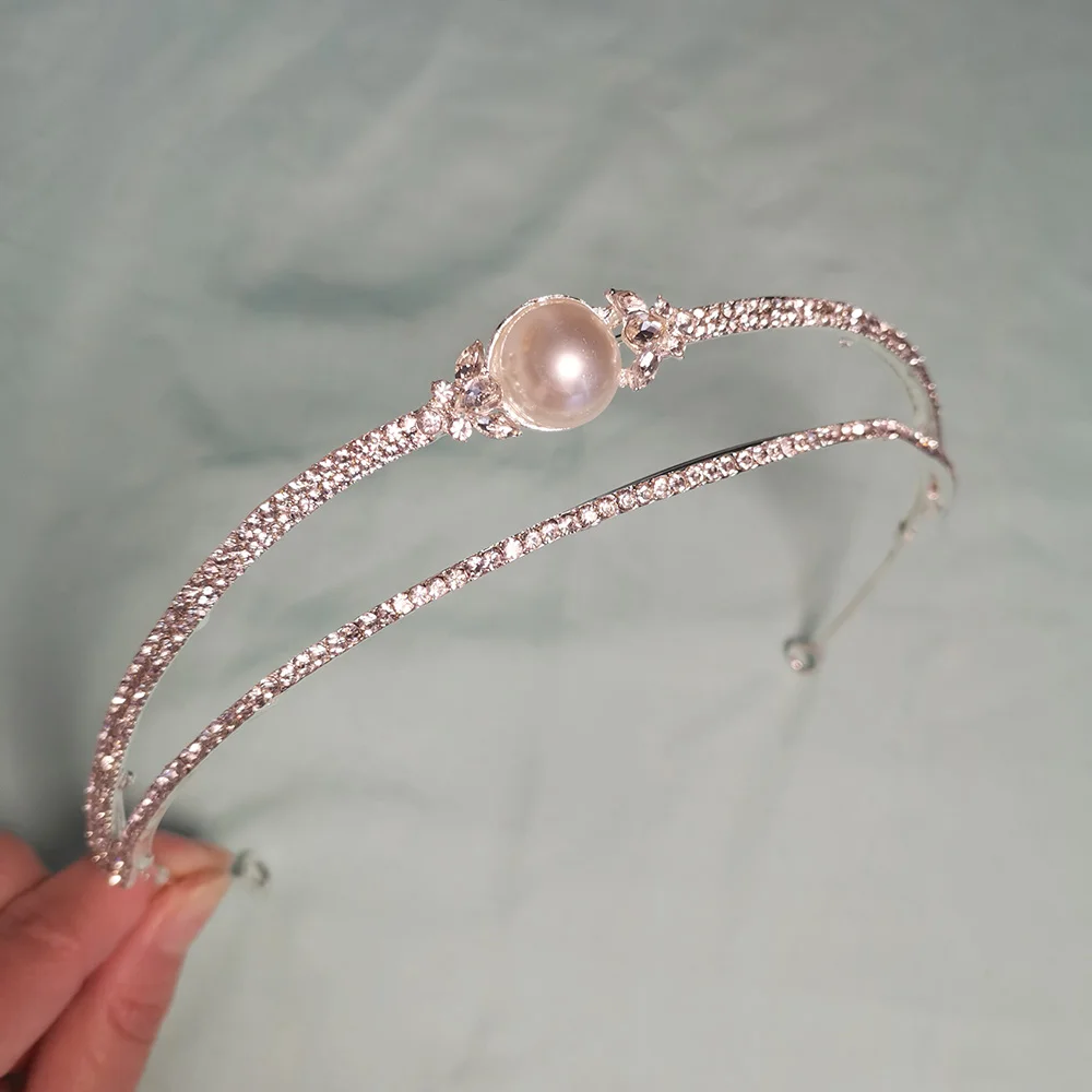 New French Bridal Crown Retro Double layer Headband  Fairy Pearl Hairband Sweet Hair Ornament