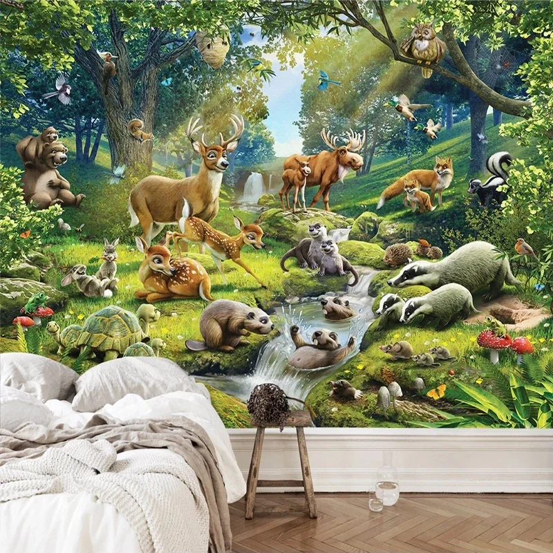 Custom Photo 3D Non-Woven Fabric Wallpaper Animal World Children Room Bedroom Mural Background Wall Art Decoration Wall Covering