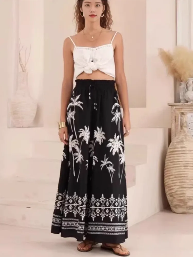 Pantalon Palazzo Boho pour femmes, jambes larges, enveloppe de Yoga, ceinture à nouer, Cover-Up pour la plage, doux et respirant, ample, été 2026