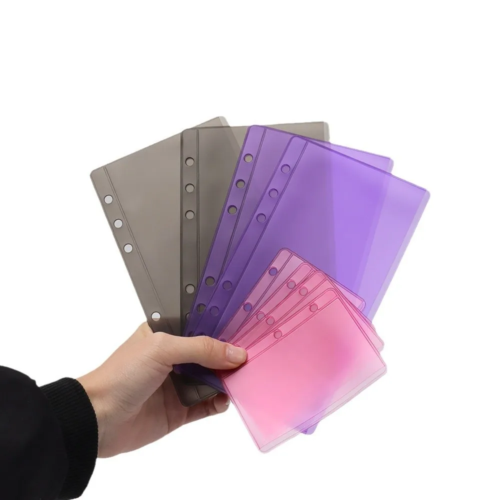 A6 Opening Pockets Colored PVC Single Pocket Loose Leaf Bag Divider Page Waterproof PVC Leaf Document Filing Bag