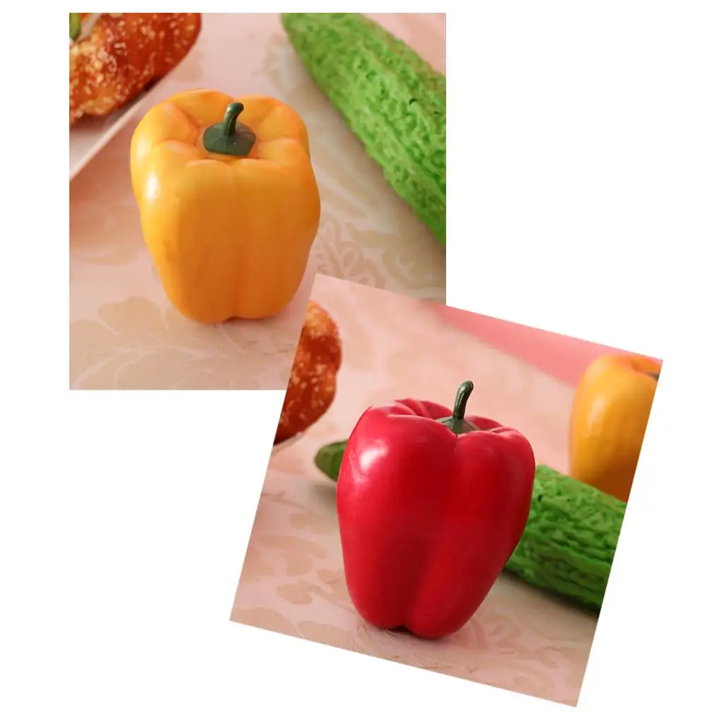 Realistic Artificial Vegetables PU Foam Decorative Bell Pepper Food Shaped Ornament for Kitchen Photography Props