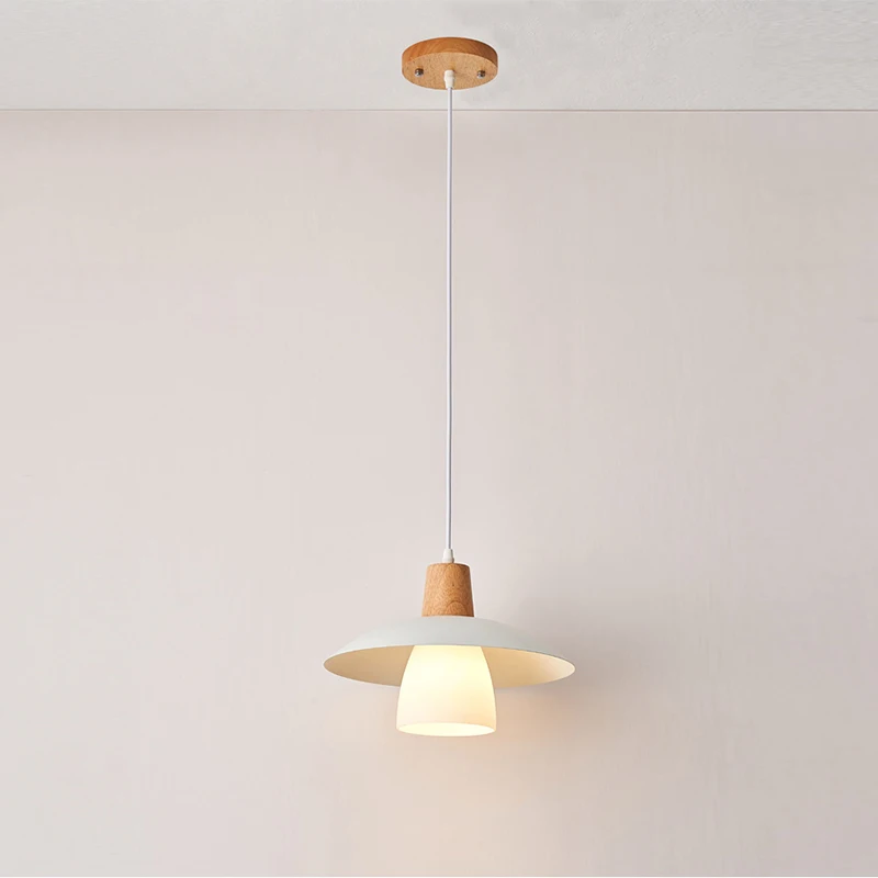 

Wooden style restaurant single head chandelier Japanese cream style tea house milk tea shop store lighting simple modern ligths