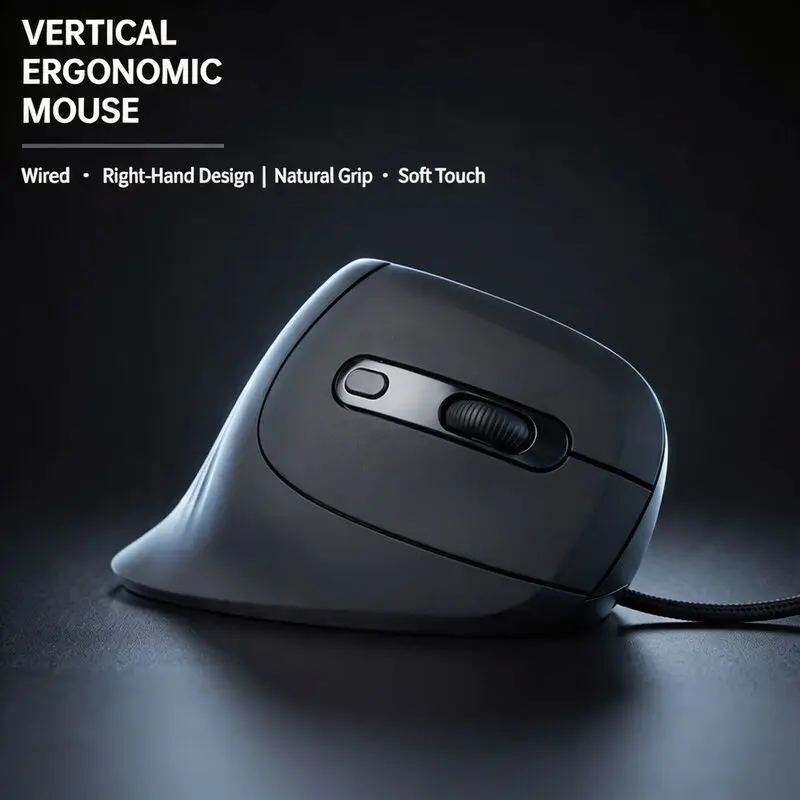 Rechargeable Tri-mode Vertical Mouse Mute Buttons Ergonomic Wireless Bluetooth Optical Mice Adjustable DPI 1200-7200 For Office