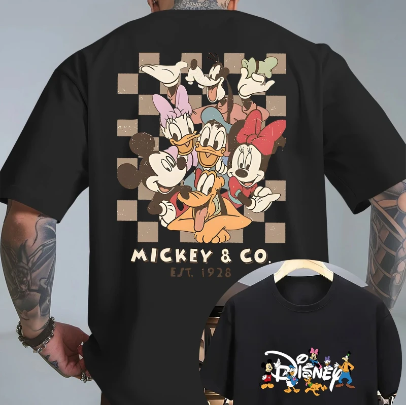 

Disney Official Men's Retro Character T-Shirt - Mickey, Minnie, Donald, Goofy, Pluto Adult Casual Summer Street Short Sleeve
